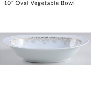Noritake Aubusson‎ 10” Oval Vegetable Serving Bowl Gold Scrolls Discontinued